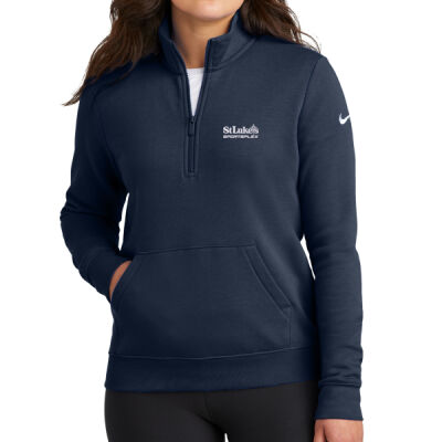 SLSP - Nike Ladies Club Fleece Sleeve Swoosh 1/2 Zip Thumbnail